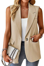 Load image into Gallery viewer, Single Button Pocketed Lapel Vest Blazer
