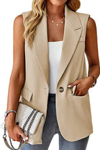 Load image into Gallery viewer, Single Button Pocketed Lapel Vest Blazer
