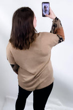 Load image into Gallery viewer, Leopard Colorblock Patchwork V-Neck Loose Sleeve Knit Top