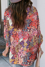 Load image into Gallery viewer, Multicolor Boho Floral Long Sleeve V-Neck Blouse
