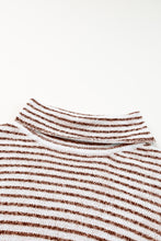 Load image into Gallery viewer, Brown Striped Turtleneck Loose Sweater