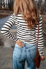 Load image into Gallery viewer, Stripe Collared V Neck Lightweight Knit Casual Sweater