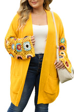 Load image into Gallery viewer, Ginger Plus Size Floral Crochet Sleeve Open Front Cardigan
