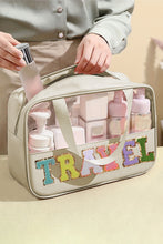 Load image into Gallery viewer, Parchment TRAVEL Chenille Letter Clear PVC Makeup Bag