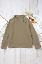 Load image into Gallery viewer, Apricot Quilted Buttoned Neckline Stand Neck Pullover Sweatshirt