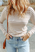 Load image into Gallery viewer, Striped Print Textured Knit Long Sleeve Tee