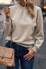 Load image into Gallery viewer, Beige Solid Textured Raglan Sleeve Pullover Sweatshirt