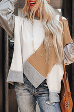 Load image into Gallery viewer, Flaxen Colorblock Stitching Irregular Hem Long Sleeve Top