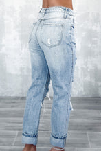 Load image into Gallery viewer, Sky Blue Light Wash Frayed Slim Fit High Waist Jeans