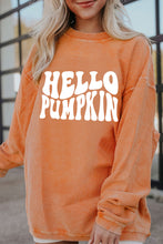 Load image into Gallery viewer, Orange HELLO PUMPKIN Letter Graphic Corded Sweatshirt