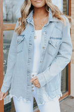 Load image into Gallery viewer, Flap Pocket Buttoned Raw Hem Denim Jacket