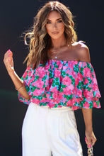 Load image into Gallery viewer, Floral Off-Shoulder Tiered Ruffle Blouse