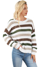 Load image into Gallery viewer, Stripe Crochet Hollow out Knit Sweater