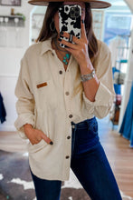 Load image into Gallery viewer, Beige Corduroy Buttoned Front Pocketed Shacket