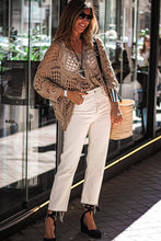 Load image into Gallery viewer, Khaki Hollowed Knit V Neck Dolman Sleeve Sweater