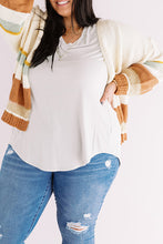 Load image into Gallery viewer, Beige Plus Size Striped Print Open Front Cardigan