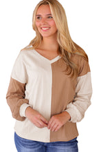 Load image into Gallery viewer, Apricot Color Block Wide Ribbed V Neck Top