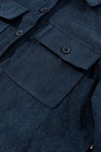 Load image into Gallery viewer, Blue Corduroy Cinched Aztec Back Jacket