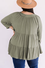 Load image into Gallery viewer, Plus Size Ruffle Tiered Split Neck Shirt