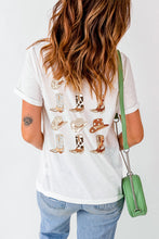 Load image into Gallery viewer, White Double-Side Cowboy Hat & Boots Graphic Tee