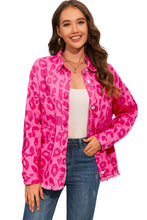 Load image into Gallery viewer, Leopard Print Button Cuffs Raw Hem Jacket