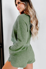 Load image into Gallery viewer, Green Fleece Two-piece Cropped Pullover and Shorts Set