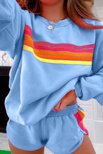 Load image into Gallery viewer, Beau Blue Striped Accent Pullover and Shorts Two Piece Casual Set