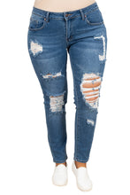 Load image into Gallery viewer, Plus Size Distressed Ripped Skinny Jeans
