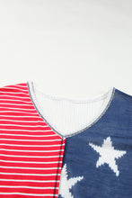 Load image into Gallery viewer, Multicolor Stripes Stars Print Knit Short Sleeves Top