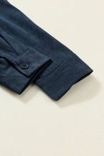 Load image into Gallery viewer, Blue Corduroy Cinched Aztec Back Jacket