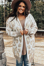 Load image into Gallery viewer, Beige Plus Size Leopard Pattern Cardigan