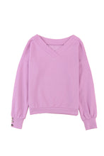 Load image into Gallery viewer, Knitted V Neck Buttoned Cuffs Sweater