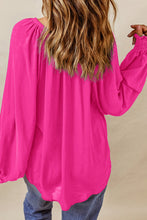 Load image into Gallery viewer, Pleated V Neck Puffy Sleeve Blouse