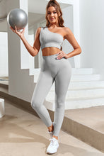 Load image into Gallery viewer, Single Split Shoulder Ribbed Cropped Sports Top
