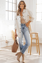Load image into Gallery viewer, Beige Solid Textured Flap Pocket Buttoned Shacket
