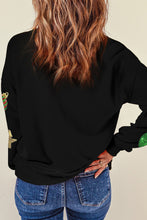 Load image into Gallery viewer, Black Sequined Christmas Graphic Pullover Sweatshirt