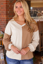 Load image into Gallery viewer, Apricot Color Block Wide Ribbed V Neck Top