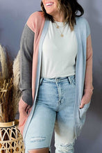 Load image into Gallery viewer, Multicolor Plus Size Colorblock Pocketed Open Front Cardigan