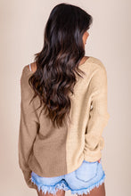 Load image into Gallery viewer, Khaki Long Sleeve V-Neck Colorblock Sweater