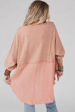 Load image into Gallery viewer, Crinkle Splicing Raw Hem High Low Oversized Blouse
