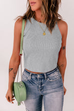Load image into Gallery viewer, Rib Knit Crew Neck Sleeveless Crop Top