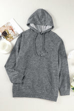 Load image into Gallery viewer, Gray Mineral Wash Kangaroo Pocket Drawstring Pullover Hoodie