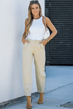 Load image into Gallery viewer, Khaki Solid High Waist Casual Pants