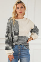 Load image into Gallery viewer, Black Neutral Colorblock Tie Back Sweater