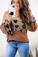 Load image into Gallery viewer, Leopard Colorblock Patchwork V-Neck Loose Sleeve Knit Top