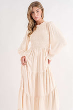 Load image into Gallery viewer, Smocked Bubble Sleeve Ruffle Tiered Midi Dress
