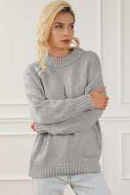 Load image into Gallery viewer, Light Grey Chunky Knit Turtle Neck Drop Shoulder Sweater