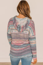 Load image into Gallery viewer, Multicolor Striped Print Cable Knit Drop Shoulder Hoodie