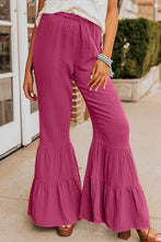 Load image into Gallery viewer, Textured High Waist Ruffled Bell Bottom Pants