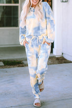 Load image into Gallery viewer, Multicolor Tie Dye Henley Top and Drawstring Pants Outfit